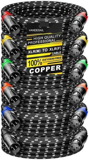 6 Pack XLR Cables 25ft Mic Braided Balanced Shielded XLR Microphone Cable Male to Female 3-Pin Colorful Connector for Microphones Recording, Audio Mixer, AmplifierSpeaker,Camcorder