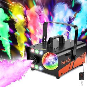 Fog Machine, 600W Smoke Machine with Disco Ball Light and LED RGB Lights, 2300 CFM Spray with Auto Spray Function, Great for Halloween, Christmas, Wedding, Stage Performance and Parties