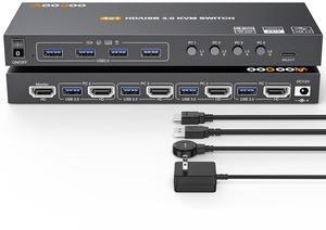 Switch HDMI 4K@60Hz/2K@120Hz, HDMI KVM Switch for 4 Computer Share 1 Monitor and 4 USB3.0 Devices,Wired Remote and USB Cables Included