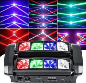 RGBW Moving Head DJ Lights LED Spider Beam Stage Lighting with Sound Activated and DMX512 Control for Parties Disco Show Wedding Event...