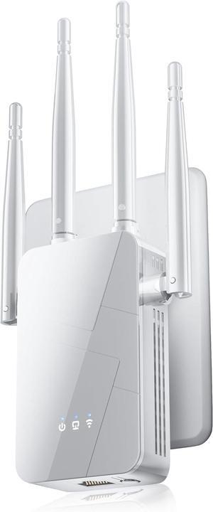 WiFi Extender Signal Booster - up to 10000 sq.ft Coverage, Wireless Booster - Long Range Internet Repeater, WiFi Booster and Signal Amplifier w/Ethernet Port, 1-Tap Setup
