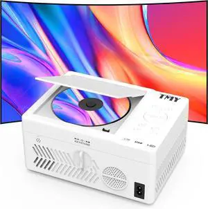Bluetooth Projector with DVD Player Built in, 1080P Mini Projector, Portable DVD Projector for Outdoor Movies, Compatible with Smartphone/PC/TV Stick/HDMI/USB/TF