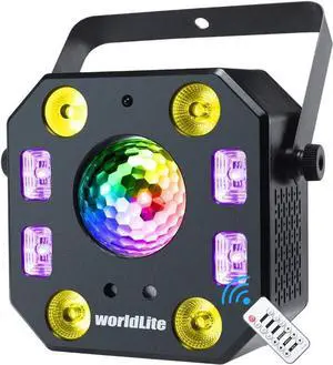 Stage DJ Lights,  LED Effect Light 5 in 1 with Magic Ball, LED Par Pattern Lights and Strobe/UV, Great for Stage & DJ Lighting, Wedding Church Club Disco Party Lighting