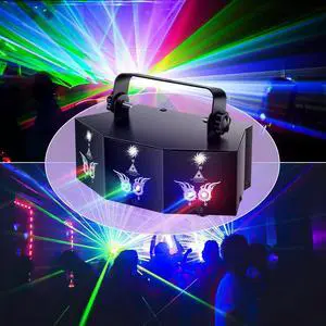 Party Lights DJ Disco Light,9 Lens Stage Lighting Support DMX512 and Sound Activated with Remote Control Laser Lights for Parties Birthday Wedding Karaoke Bar KTV Club Stage Live Show