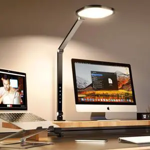 LED Desk Lamps for Home Office, 1200LM Adjustable Swing Arm Desk Light with Clamp, Memory & Timer, 3000K-6500K Computer Zoom Light for Video Calls, Conference, Streaming, Reading, Task Lighting