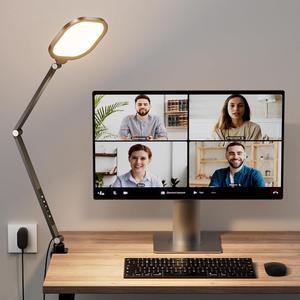 Video Conference Light for Computer, Dimmable Zoom Lighting for Video Calls, Meeting, Laptop & Webcam, 15W Ring Light with C- Clamp,Swing Arm, Remote, Memory & Timer CRI >95