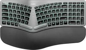 RT05 Wireless Ergonomic Keyboard, Split Keyboard with Wrist Rest, USB-C Charging, 7-Color Backlight, Natural Typing, Bluetooth and USB Connectivity, Compatible with Windows,Mac