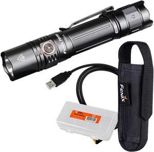 PD35 v3.0 Rechargeable Tactical Flashlight, 1700 Lumens EDC with Battery and LumenTac Organizer (Black)