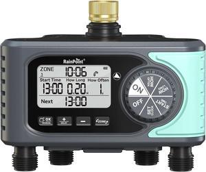 Sprinkler Timer, 4 Outlets Hose Timer with Brass Inlet with Rain Delay/Manual/Automatic Controller System, Programmable Digital for Lawn Yard, 4 Zone