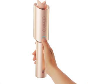Automatic Curling Iron 1 inch - TYMO CURLGO Rotating Curling Wand Anti-Scald & Tangle-Free for Easy Curls, Travel Hair Curler Portable, Rechargeable & Dual Voltage for 14-22" Hair, Gold Blush