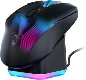 Turtle Beach Kone XP Air Wireless Customizable Ergonomic RGB Gaming Mouse, Bluetooth, 19K DPI Optical Sensor, 100-hour Battery & Charging Dock, 29 Programmable Inputs & RGB Lighting, 4D Wheel  Black
