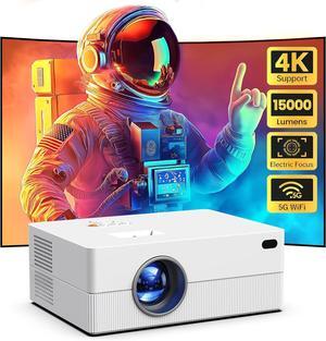 Mini Projector with WiFi and Bluetooth, Native 1080P Portable Projector Supported 4K, 15000L Outdoor Projector for Home Theater, Compatible with iOS, Android, TV Stick, HDMI, USB