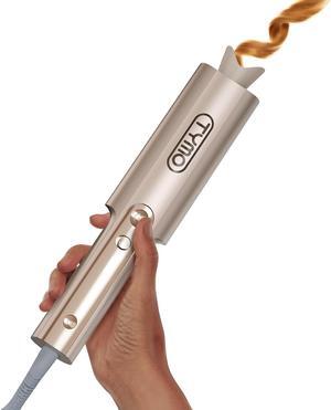 Upgraded Automatic Rotating Curling Iron - TYMO CurlPro Plus Long Barrel Curling Wand for Long Hair, Ceramic 1 Inch Hair Curler for Women, Anti-Scald, Tangle-Free, 600M Ionic, Dual Voltage, Gold