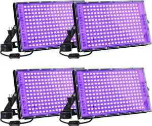 4 Pack 150W LED Blacklight, UV Black Lights for Glow Party, IP65 Waterproof Outdoor UV Floodlight for Black Light Party,Body Painting,Fluorescent Painting,Birthday Parties,Halloween