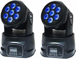 2PCS Moving Head Dj Lights,7 x 12W RGBW Stage Lighting Mini Moving Head, DMX DJ Lights Remote Control Sound Activated, Mini Moving Heads Wash Light for Parties