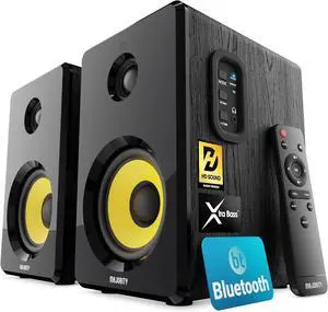 Powered Bluetooth Bookshelf Speakers | Studio Monitors Speaker Set | 2.0 Home Studio Lecturers for PC & Turntables | Bluetooth Powered with RCA, Optical, USB & AUX Playback D40X