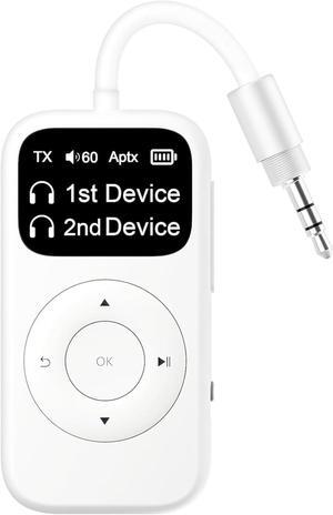Bluetooth Transmitter & Receiver for Airplane, Easy Setup Bluetooth Audio Transceiver for 2 BT Devices, Volume Control, RCA for TV