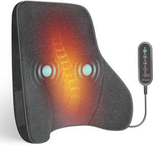 Heated Lumbar Support Pillow for Office Chair, Back Support Pillow for Car, Adjustable Heat and Vibration, Ergonomic Back Cushion, Improve Posture & Pain, Lower Back Massager,Gifts