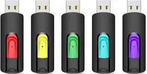 128GB Flash Drive 5 Pack 128GB USB Flash Drives Thumb Drive 128 GB USB Drive USB 2.0 Memory Sticks Jump Drives 128G (5 Pack, Red Green Cyan Yellow Purple)