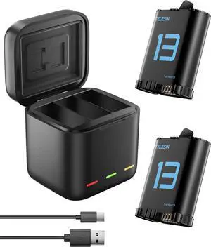 Battery Charger Kit for GoPro Hero 13 Black  2-Pack Batteries & Triple Charging Case with Type-C Cord, Fast Charging, High Capacity for Go Pro 13 Black Original Batteries Accessories