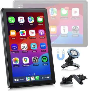 Wireless  Carplay Screen for Car Android Auto Magnetic Holder, OTA, Portrait & Landscape Screen, GPS Navigation, Portable Car Audio Receivers Mirror Link, Bluetooth, Voice Control