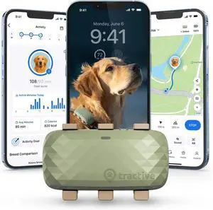 XL GPS Dog Tracker (50 lbs+) | Real-time Pet Location Tracker | Health & Wellness Alerts | Virtual Fence for Dogs | Dog Collar Attachment (Green)