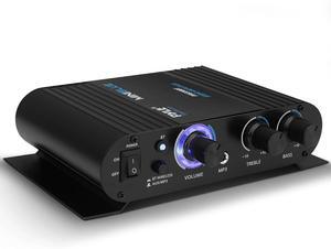 Wireless Bluetooth Home Audio Amplifier - 90W Dual Channel Mini Portable Power Stereo Sound Receiver w/ Speaker Selector, RCA, AUX, LED, 12V Adapter - For Smartphone PA, Studio Use - PFA330BT