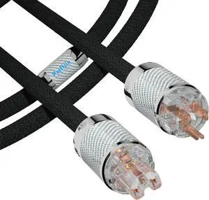 Audiophile Power Cord with US Plug IEC C15 Connector 10AWG AC Main Supply Cable, 125V/15A for Speaker, Subwoofer, Turntable, AMP, DAC. (Carbon Fiber 10 AWG, 2.0M / 6.6 Feet)