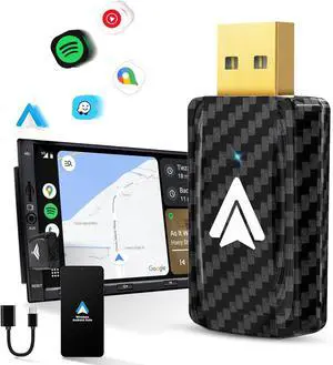 Android Auto Wireless Adapter for Car Small Dongle, Compatible with AndroidAuto Car Models 2017 Above with Wired, for Android Phones Version 11 Above, Carbon Fiber Black