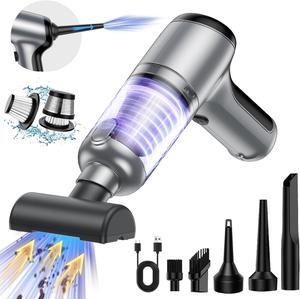 Mini Handheld Car Vacuum Cleaner/Air Duster/Blower/Hand Pump, 18000 PA High Power Brushless Motor, Portable Keyboard Vacuum Cleaner with Multi-Nozzles for Home, Office, Computer(Silver)