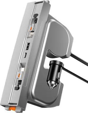 Model Y USB Hub 2024 Model 3 Highland Docking Station 4-Ports Center Console Interior Accessories, Retractable 80cm Lightning and Type C Fast Charging Cable for iPhone 16/15/13