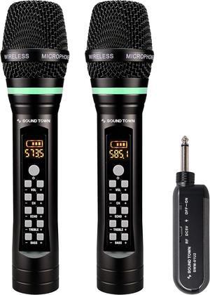 100-Channel UHF Rechargeable Wireless Handheld Microphone System with Built-in Effects, 1/4" Mini Portable Receiver for Karaoke, Events, Church, Meetings (SWM01-U2HH)