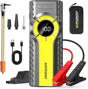 Car Jump Starter with Air Compressor,6000A Jump Starter Battery Pack (All Gas/12.0L Diesel) 12V 160PSI Auto Battery Booster,Jumper Cables with LED,Portable Lithium Jump Box with QC3.0