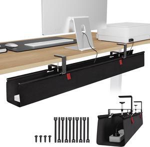 Extra Large 48" Under Desk Cable Management Tray - Under Desk Cord Organizer - Clamp/Screw Mount - Support Upto 70lbs - Desktop Wire Management - Gaming/PC Cable Tray Cord Hiders for Office/Home