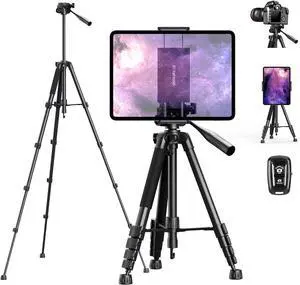 Heavy Duty iPad Tripod, Ultra-Stable Camera Tripod for iPad Pro 12.9, iPad Stand Mount for Video Recording/Photography, Compatible with 4.7-13inch Tablet/iPad Pro/Webcam/DSLR