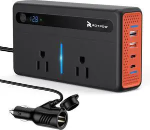 300W Car Power Inverter, DC 12V to 110V AC Power Inverter with Cigarette Lighter Port, Car Plug Adapter Outlet with 3.4A USB-A, QC3.0 24W, PD 30W, PD 36W, Dual AC Outlets, Car Charger Adapter