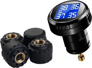 Wireless Tire Pressure Monitoring System (TPMS) for Small Size 4-tire Vehicles, Including 4 External Cap sensors (0-87PSI)