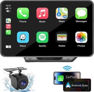HD Portable Carplay Wireless Touch Screen Double Din Car Stereo Compatible  Carplay and Android Auto with GPS Navigation, Voice Control, Mirror Link, Bluetooth