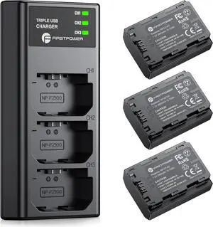 NP-FZ100 Battery 3-Pack and Triple Slot Charger for Sony FX3, FX30, A7 III, A7 IV, A7C, A9, A6600, A6700, ZV-E1, ZV-E10 II, A7R3, A7S III/A7S3, A7R III, A7R IV, A7R V Camera