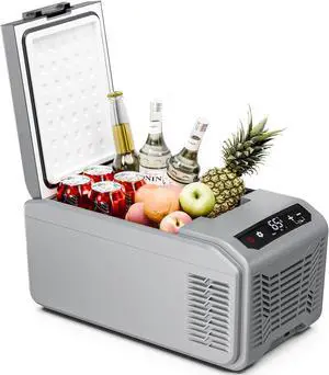 Star Car Refrigerator, 12 Volt Car Fridge, 16 QT Portable Freezer Compressor Electric Cooler For Car, Control Panel with Lock, -4-68 12V DC & 100V AC for Car/RV/Camping/Travel