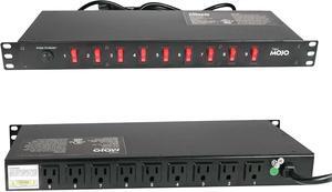 9-Outlet Rack Mount Overloading Protection Circuit Breaker PDU Power Strip with Individual Switch 6ft Cord for IT and Network Racks and Cabinets