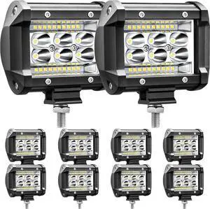 LED Pod Lights 4 Inch 78W 7000lm LED Truck Work Light Pods Spot Lights Automotive Light Bars 12V 24V Boat Pickup ATV UTV RV Spotlights, 10Pack