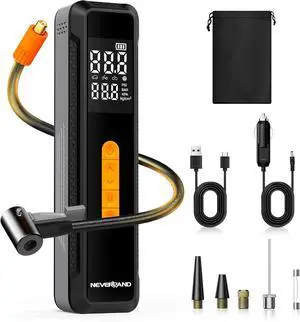 Tire Inflator Portable Air Compressor - with 20000mAh Battery, 150 PSI Air Pump For Car Tires, 12V DC Electric Bike Tire Pump with Pressure Gauge LED Light for Car, Bicycle, Motorcycle, Ball