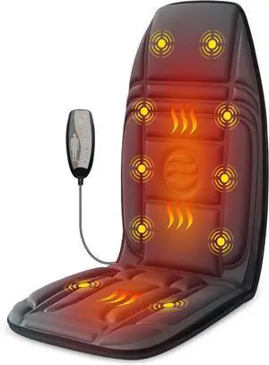 Back Massager with Heat, Massage Chair Pad with 10 Vibration Motors & 2 Heating Levels, Chair Massager for Recliner, Office Chair, Sofa, Gifts for Mom Dad Woman Man
