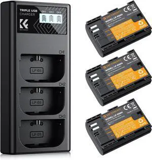 3-Pack LP-E6NH Battery and Triple Slot Charger for Canon EOS R7, R6, R5, R, 6D Mark II, 5D Mark IV, 5D Mark III, 5DS, 5DS R, 5D Mark II, 80D, 90D, 6D, 7D, 7D Mark II, 2250mAh 3-Pack LP-E6NH Battery and Triple Slot Charger for Canon EOS R7, R6, R5, R, 6D Mark II, 5D Mark IV, 5D Mark III, 5DS, 5DS R, 5D Mark II, 80D, 90D, 6D, 7D, 7D Mark II, 2250mAh