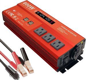 800W Power inverters for Vehicles,Peak 1600 watt, Car 12V DC to 110V AC Converter 4x2.4A USB Ports Car Charger with 1 Cigarette Lighter Ports,LCD Digital Display