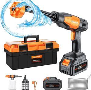 Cordless Pressure Washer Power Washer, 970PSI Portable Car Washer with 3.0Ah Battery 6-in-1 Nozzle Carry Box Battery Operated Power Washer for Cars, Fences, Patio, Bikes Cleaning