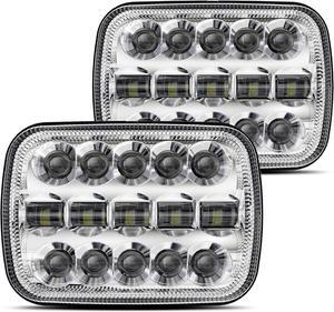 110W 5x7 Led Headlights 7x6 H6054 headlight Hi/Low Sealed Beam Compatible with Jeep Wrangler YJ Cherokee XJ Ford GMC Toyota Nissan Dodge Truck Van etc 2PCS Chrome
