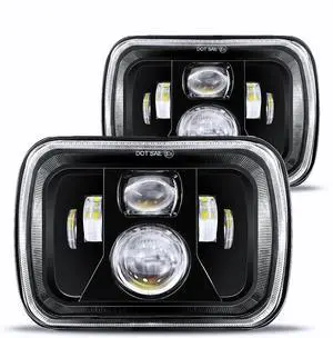Upgraded NEW 1000% Bright 5x7 LED Headlights LED lights w/DRL Amber Turn Signal Hi/Low Sealed Beam Compatible with Jeep Cherokee XJ Wrangler YJ GMC Comanche MJ
