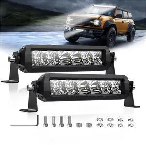 8 inch LED Light Bar 60W Off Road LED Spot Flood Combo Work Light Super Bright Truck Driving Fog Lamp IP69K Waterproof for Truck Cars ATV UTV Boat 2 PCS